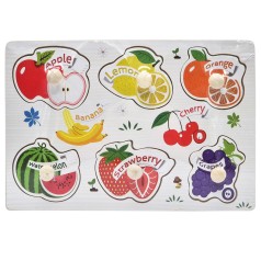 Дерев'яний пазл-вкладиш Фрукти та ягоди 53972-9 ручка-тримач, у плівці