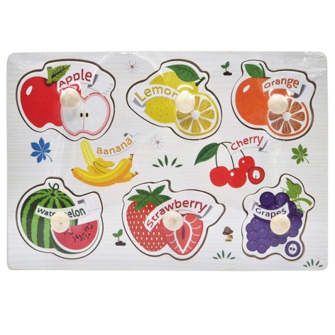 Дерев'яний пазл-вкладиш Фрукти та ягоди 53972-9 ручка-тримач, у плівці