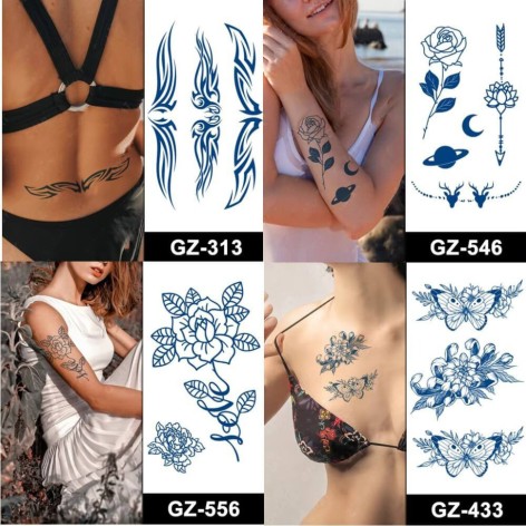 Набор из 4 долговременных тату «Узоры» SPX-set-middle-03, 18 х 11 см