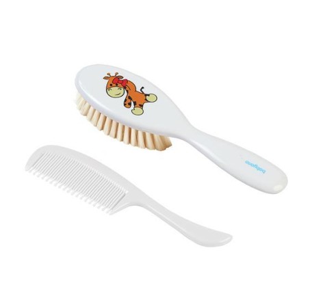 Щітка та гребінець для волосся - натуральна м'яка щетина (Білий) 