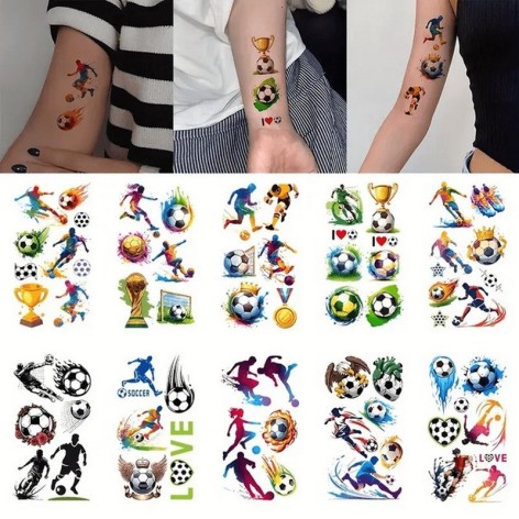 Набор детских временных тату "Футбол №1" football-tattoo-mini-set- 10 штук по 12*7 см 