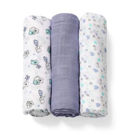 Пеленки натуральные из бамбукового волокна (70х70 см) 3 шт. (Сиреневый) 