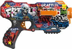 Іграшковий пістолет автомат. барабан на батарейках з м'як. набоями Графіті (12 шт.) (28х17см)