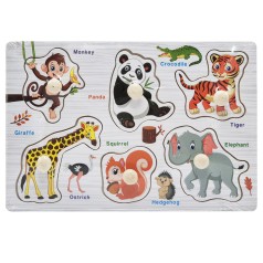 Дерев'яний пазл-вкладиш Африканські тварини 73239-3 назви англійською мовою