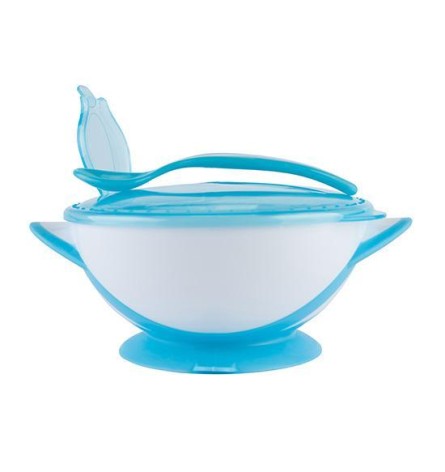 Тарелка с присоской и ложечкой (Голубой)