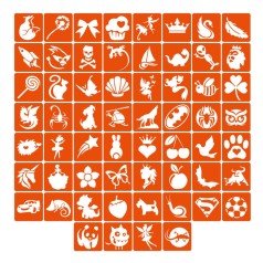 Набір трафаретів для біо-тату «Для дітей №1» kids_simple_1_4x4_60_1