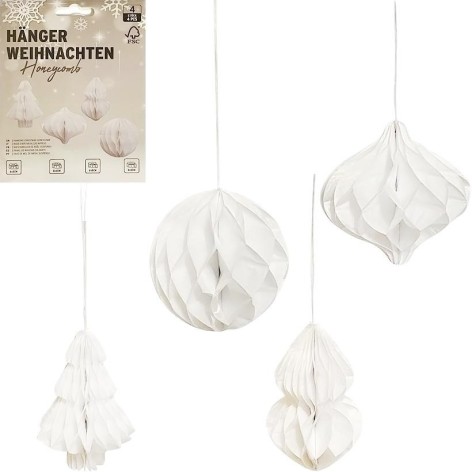 Набір підвісних паперових новорічних прикрас 