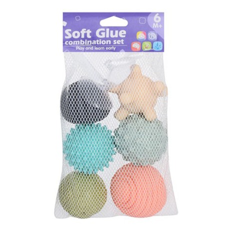 Игрушка для купания 1051-1052-1 мячиков 6 шт, брызгалка, с присоской