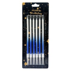 Набір свічок для торта "Градієнт" JY-1059(Blue) 6 штук, розмір 13 см