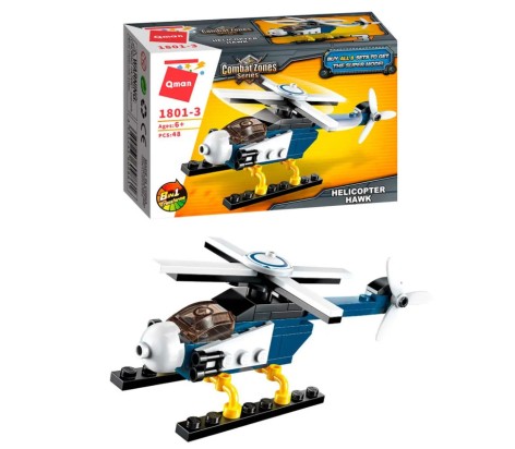 Конструктор Qman 1801-1-8 полиция, транспорт, 45-49 деталей Вертолет