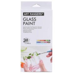 Набір фарб для скла GAS2415, 15 мл, 24 кольори, 3 пензлика