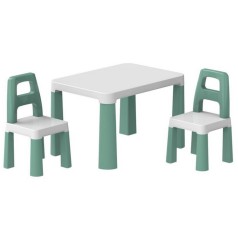 Дитячий стіл із двома стільцями 0440TXK біло-зелений