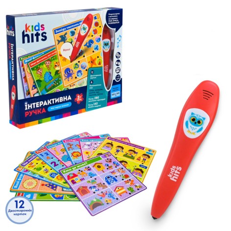 Интерактивная ручка "Первые знания" KH60/001, 6 учебных тем 12 двусторонних карточек 