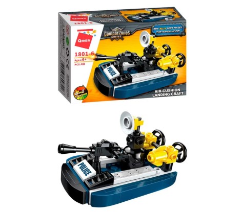 Конструктор Qman 1801-1-8 полиция, транспорт, 45-49 деталей Катер на подушке