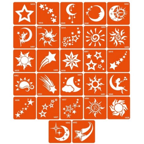 Набор трафаретов для био-тату «H - звезды, космос» h_simple_5x5_27_1