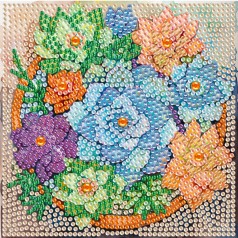 Алмазна мозаїка "Квіти" Brushme DM5004 з мольбертом 15х15 см
