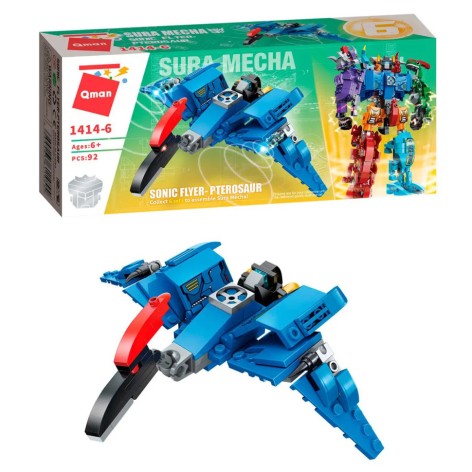 Дитячий Конструктор Qman 1414-1-6 трансформер (робот + динозавр) 93 дет  Pterosaur