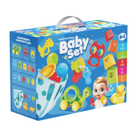 Дитячий подарунковий набір "Baby set 6 в 1" 3274TXK пірамідка, органайзер для ванни