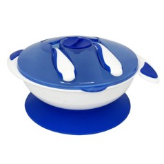 Тарелка на присоске с ложкой и вилкой MGZ-0109(Blue) 350 мл