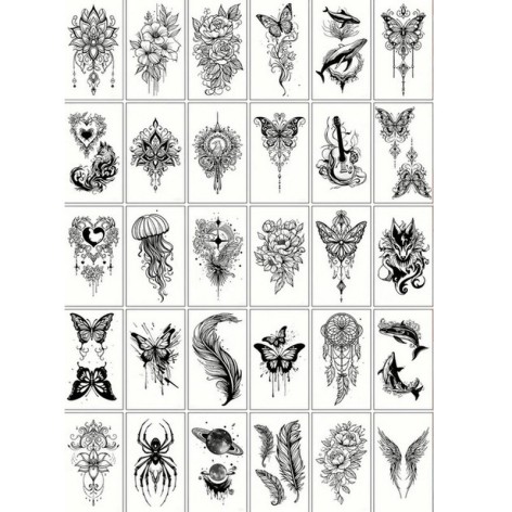 Набір дитячих тимчасових татуювань "Чорні міні №4" black-tattoo-mini-set-4-H