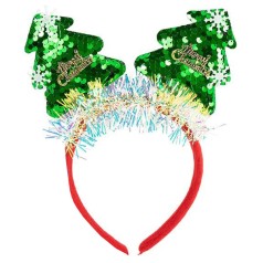 Дитячий новорічний обідок "Ялинка" 2503-SP(Green) з паєтками