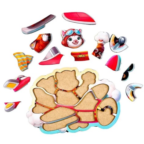 Деревянный контурный пазл "Котик пилот" (ПСД281) PSD281