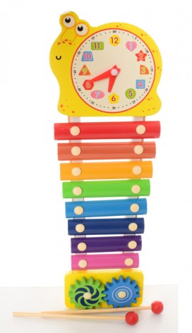 Дитяча іграшка Ксилофон з годинником MD 2170 дерев'яний  Равлик