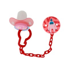 Детский набор Цепочка с пустышкой MGZ-0502(Red) с крышкой