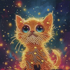 Алмазна мозаїка "Cиньооке кошеня" Brushme BH009 неповна викладка 25х25 см