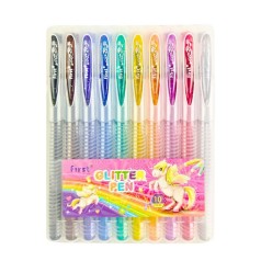 Набір гелевих ручок з глітером 9838-10, 10 штук, 10 кольорів, PVC BOX із петлею