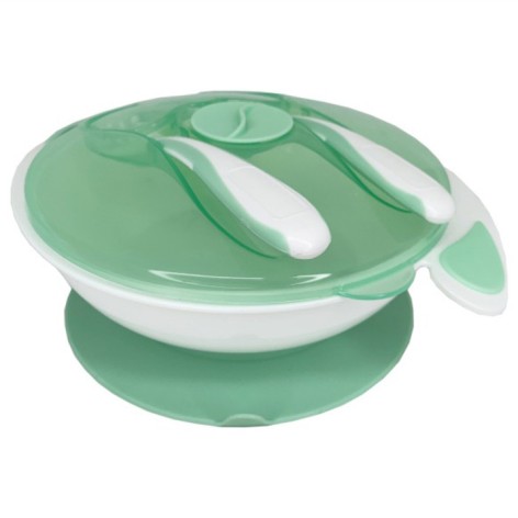 Тарелка на присоске с ложкой и вилкой MGZ-0109(Mint) 350 мл