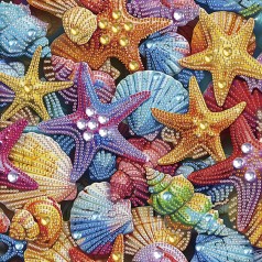 Алмазна мозаїка "Кольорові морські зірки" Brushme BH013 неповна викладка 25х25 см