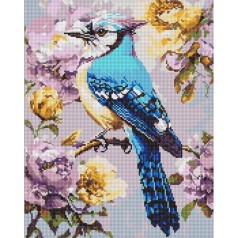 Алмазна мозаїка "Сойка в півоніях" Ідейка AMO8294, 40х50 см