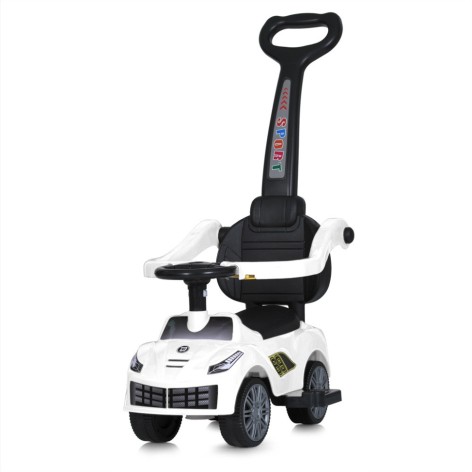 Детская каталка-толокар Racer M 5728L-1 белый, c родительской ручкой