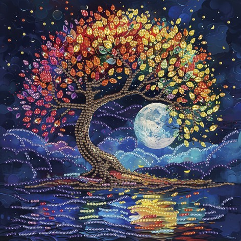 Алмазна мозаїка "Барвисте дерево" Brushme BH020 неповна викладка 25х25 см