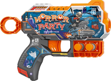 Іграшковий пістолет мех. з м'якими набоями (6 шт.) (Вечірка жахів) (20 х 13.5см)