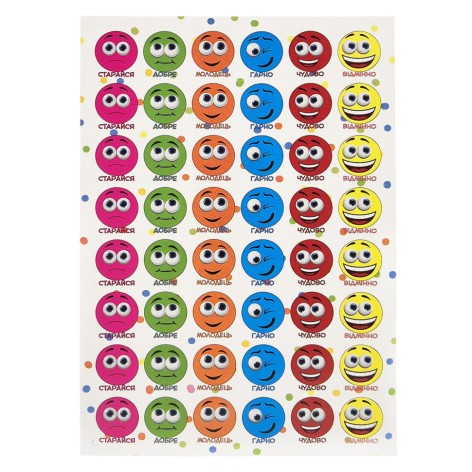Оцінююча наклейка Смайли KT23082502, 1 лист, 48 наклейок