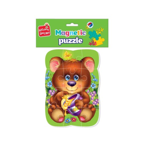 Магнитные пазлы Малыш сможет "Медвежонок" Vladi toys VT3301-04 А5, Укр