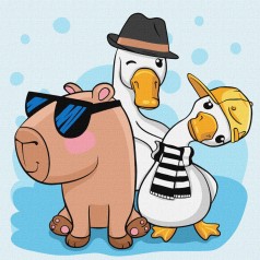 Картина за номерами "Капібара та друзі" KHO1274, 30х30 см