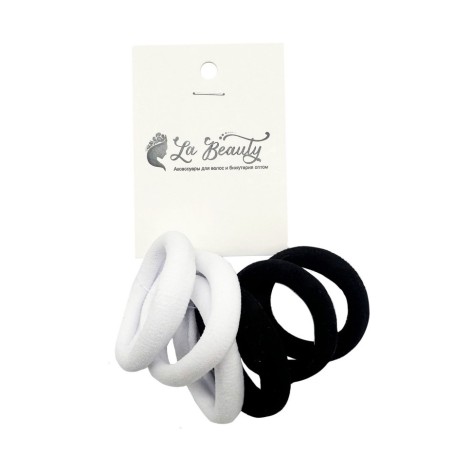 Набір резинок для волосся 0108-424, 6 штук, чорний та білий
