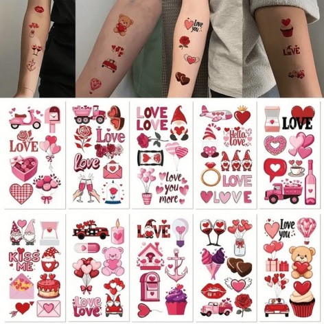 Набір тимчасових тату "Любов № 2" Love-tattoo-mini-set-2-10, 12 х 7 см 10 шт