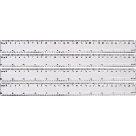 Линейка прозрачная Bambi 8830, пластиковая, 30 см