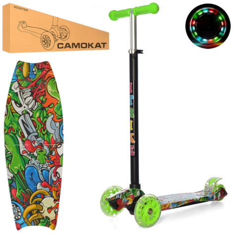 Самокат детский MAXI iTrike JR 3-055-1-WP2 с подсветкой