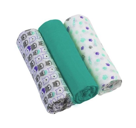 Пелюшки Муслін бавовняні (70х70 см) 3 шт. (Бірюзовий)