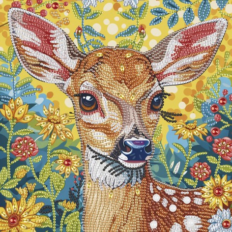 Алмазна мозаїка "Оленя в квітах" Brushme BH034 неповна викладка 25х25 см