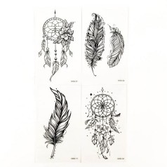 Набор временных тату «Ловцы снов и перьев» black-tattoo-mini-set-dre из 4 черных по 9,5 х 5,5 см