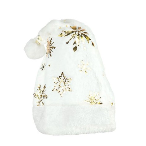 Новорічна шапка Святого Миколая 6241-22(Gold-2) білий, золоті сніжинки