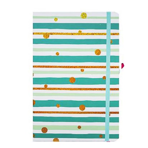 Блокнот А5 на резинке 5703-04 твердый переплет, 21х14см, 80 листов, клетка Зеленый