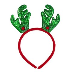 Новорічний обідок "Оленячі ріжкит" 2511(Green) 16,5х14,5 см