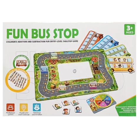 Детская настольная игра "Fun bus stop" ME-175, 4 автобуса и карточки пассажиров